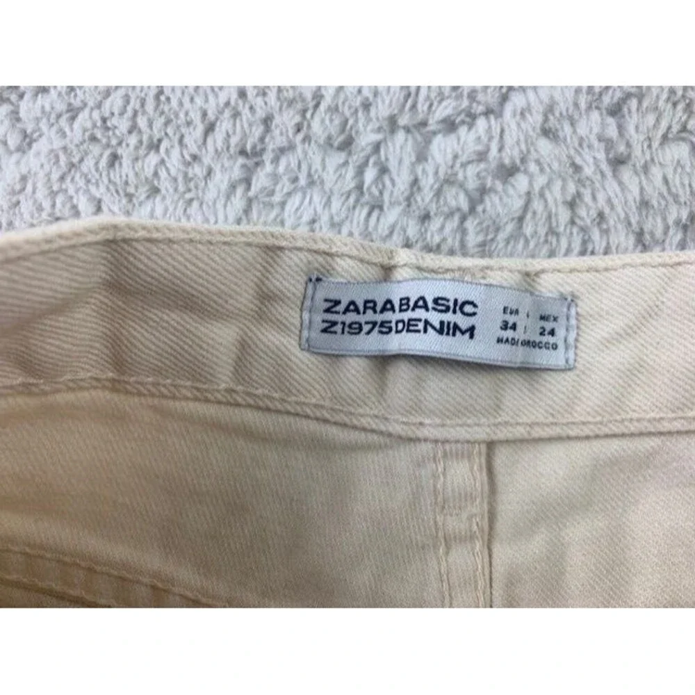 Zara Size 2 Womens Shorts Cotton Off White Embroidery Cutt off Mid Rise